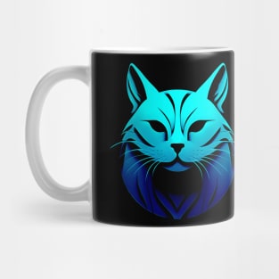 Gradient Blue Cat Mug